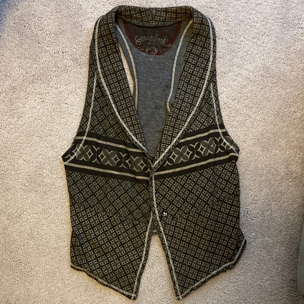 Scrapbook Black and Gray Patterned Vest